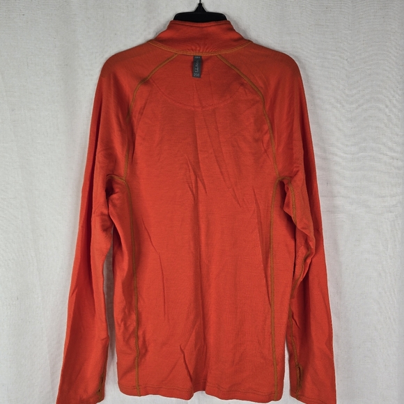 L.L. Bean Men's Medium Merino Wool Cresta Midweight 250 Quarter-Zip Top Orange - Picture 8 of 10